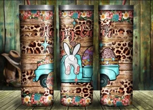 Happy Easter Designed Skinny Tumbler 20 Oz With Lid And Straw - Picture 1 of 2