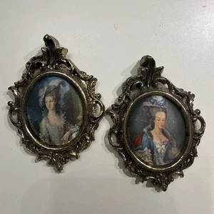 Victorian Style Gallery Mini Wall Art 2 Beautiful Small Oval Framed Art - Picture 1 of 6