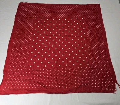 Pañuelo bufanda a lunares rojo plumón trompa elefante color rápido vintage 15" x 16"  Foto 1 de 4
