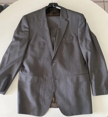 HUGO BOSS Reciente Gris Rayas 100% Lana Chaqueta Pantalones TRAJE - 46 L James/Afilado Foto 1 de 4