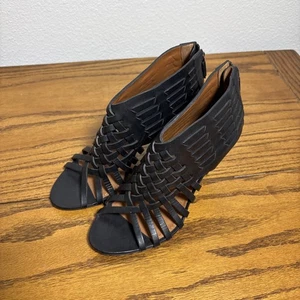 GIVENCHY - Black Woven Leather Open Toe High Heel Gladiator Sandals 37 - Picture 1 of 12