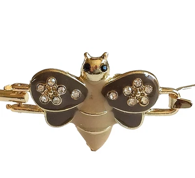 Brazalete Brazalete Abejorro 8" Cristal Beige Esmalte Chapado en Oro Dije EE. UU. Foto 1 de 4