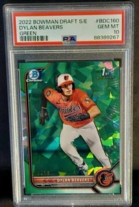 2022 BOWMAN DRAFT GREEN SAPPHIRE EDITION BDC-160 DYLAN BEAVERS #32/50 PSA 10 - Picture 1 of 3