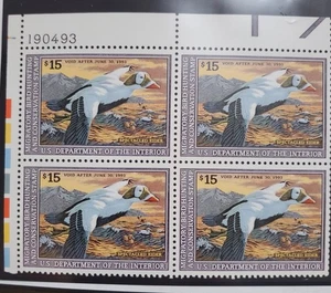 US - SCOTT# RW59 - 1992 DUCK STAMP PLATE BLOCK 4 - MNH - CAT VAL $125.00 - Picture 1 of 2