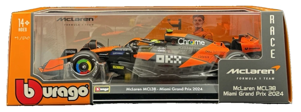 Bburago 2025 McLaren F1 MCL38 Lando Norris #4 1 24 Scale 1 43 Australian GP
