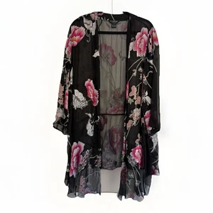 Blusa Kimono Citron Santa Monica Para Mujer 1X Mezcla Seda Floral Boho Camisa Kimono - Imagen 1 de 10