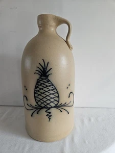 Brocca ceramica Maple City 14" gres 14"H x 6 5/8"W beige e blu - Foto 1 di 7