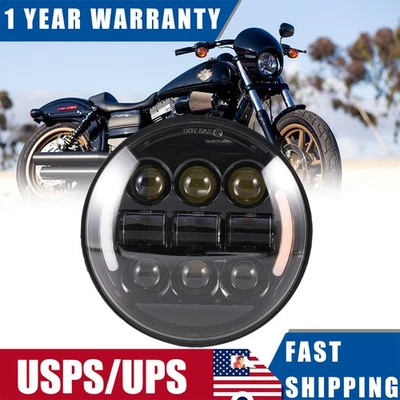 Faro LED Halo luz DRL haz alto/bajo para Harley-Davidson Dyna 1983-2017 Foto 1 de 4