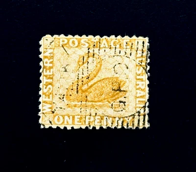 WESTERN AUSTRALIA Stamp - 1865 Black Swan Sn 31b Line 12 1/2 CC Wtm Used r57🔥 - Image 1 of 2