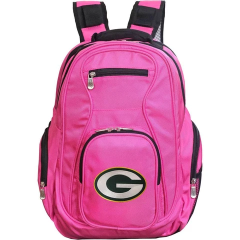 Green Bay Packers 20 In. Pink Backpack with Laptop Compartment Cover