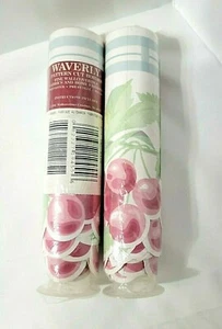 Cherries Fruit Design NEW 2 Rolls Waverly Rose Pink Sculpted Bottom Total 30 ft - Picture 1 of 6