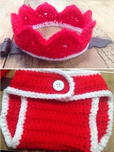 Disfraz Crochet Conjunto Bebe Recién Nacido Atrezo Fotografía Ganchillo Rojo - Imagen 1 de 3