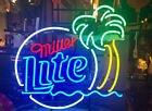Lampe de panneau au néon pour bière Miller Lite 17"x14" palmier décoration murale bar de plage