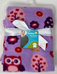 Neu mit Etikett Safety 1st Walmart rosa lila Eule Baum Blume Floral Fleece Babydecke - Bild 1 von 4