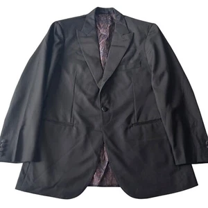 J Hillburn X VBC Black Tuxedo Dinner Jacket Men 43R Super 150s Surgeon Cuffs - Picture 1 of 22