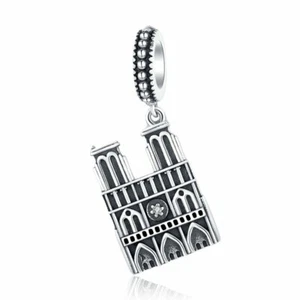 Authentic 925 Sterling Silver Notre Dame de Paris CZ Charm Jewelry For Women New - Picture 1 of 5