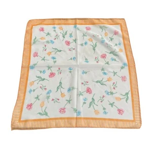 "Bufanda vintage floral blanca naranja cuadrada 19x20,5""" - Imagen 1 de 3