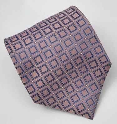 Pierre Cardin Silk Tie Pink Blue White Geometric Men Necktie 55 x 3.5/8 - Image 1 of 4