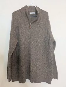 Tommy Bahama Sweater 2XL Brown 1/4 Zip Mock Neck Long Sleeve Cableknit Wool Silk - Picture 1 of 7