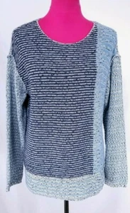 J Jill Damen Strick Pullover Struktur Gestreift Tunika Langarm Gr. M Blau - Bild 1 von 6
