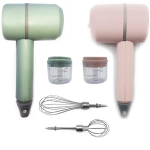 frullatore immersione 3in1 sbattitore tritatutto lame acciaio ricaricabile usb - Foto 1 di 27