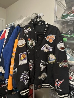 Vintage Jh Design Nba Reversible Multi Logo Black Jacket Size 2XL XXL  - Image 1 of 4