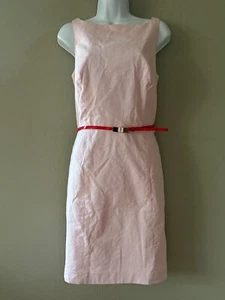 Vestido recto TOMMY HILFIGER 10 Seersucker algodón rojo/blanco cinturón forrado con cremallera - Imagen 1 de 16