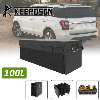 For Ford Leather SUV Car Rear Trunk Storage Box Organizer Large Bag Collapsible - Image 1 of 4
