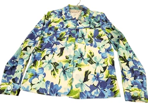 Blazer Chaqueta Floral Drapers & Damon's Mujer M Azul Flores Tropical Hawaiano - Imagen 1 de 5