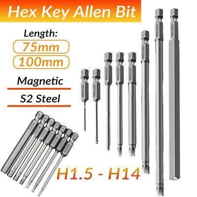 Hex Key Allen Bit Set Quick Change Connect Impact Driver Power Drill 75mm 100mm - Image 1 of 4