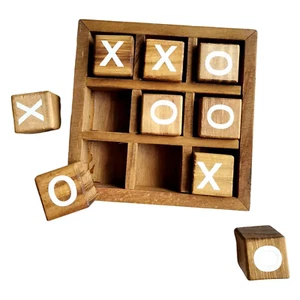 Classic Wooden Tic Tac Toe Game Set for Family Fun and Travel - Picture 1 of 6