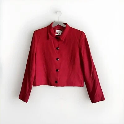 Blazer corto vintage Pendleton para mujer de lana virgen rojo talla 10 chaqueta abrigo Foto 1 de 4