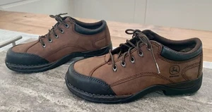 JOHN DEERE Hiking Shoes Women's Steel Toe Brown Oxford JD3914 - Size 7.5M - Picture 1 of 8