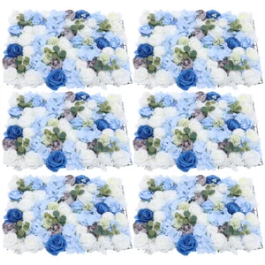Paquete de 6 paneles de pared de flores artificiales panel floral fondo boda fiesta decoración - Imagen 1 de 18