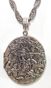 Vintage Revlon Intimate Heirloom Perfume Locket w/Silver Whiting Davis Necklace - Picture 1 of 7