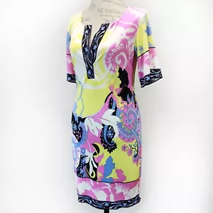 Elie Tahari designer vintage 90's pucci -que print jersey silk dress XS - Picture 1 of 8