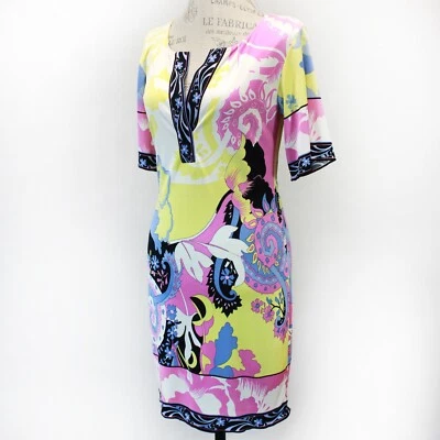 Elie Tahari designer vintage 90's pucci -que print jersey silk dress XS - Image 1 of 4