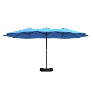 Mondawe Market Patio Umbrella 15' Double Sided Design w/ Crannk + Base Blue - Picture 1 of 10