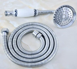 Cuarto de baño Cromo Latón y Cerámica Teléfono Cabezal de ducha de mano con manguera de 1,5 m - Imagen 1 de 6