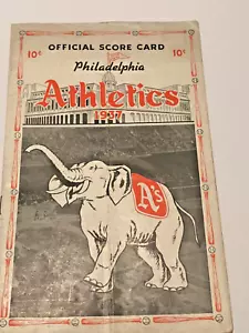 Vtg. Baseball 1937 Philadelphia Athletics NY Yankees Scorecard GEHRIG DIMAGGIO - Picture 1 of 10