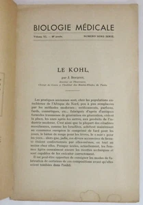 J. BOUQUET EL KOHL 1951 PAÍSES MUSULMANES MAQUILLAJE ETNOLÓGICO BIOLOGÍA MÉDICA - Picture 1 of 6