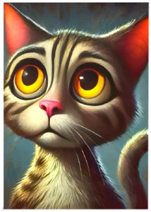 CAT WITH BIG SAD EYES * Custom ACEO * Novelty * JUST CATS * Art Card * ATC - Picture 1 of 2