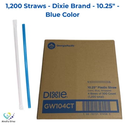 Pajitas de plástico Dixie 10,25" gigantes envueltas individualmente, azul, GW104, 1.200/ESTUCHE Foto 1 de 4