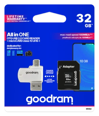 Micro SD memoria Goodram 32GB classe 10 card reader OTG micro USB - Immagine 1 di 2