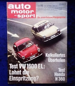 AMS, Auto Motor und Sport Nr. 15/1968 Test VW 1600 EL und Honda N 360 - Bild 1 von 8