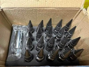 NEW 20 Pieces French Grey Aodhan Lug Nuts 12 x 1.5 Carbon Steel Spiked - Picture 1 of 3