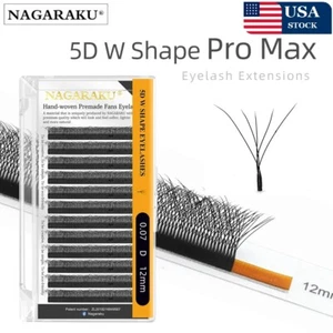 NAGARAKU 5D W Shape Big Bundle Wimpernverlängerung Mega Volume Premade Fans Lash - Bild 1 von 6