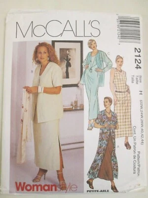 McCall's 2124 Woman Style Dress Jacket Pattern 22W-44 Career Long Short Sleeves - Image 1 of 2