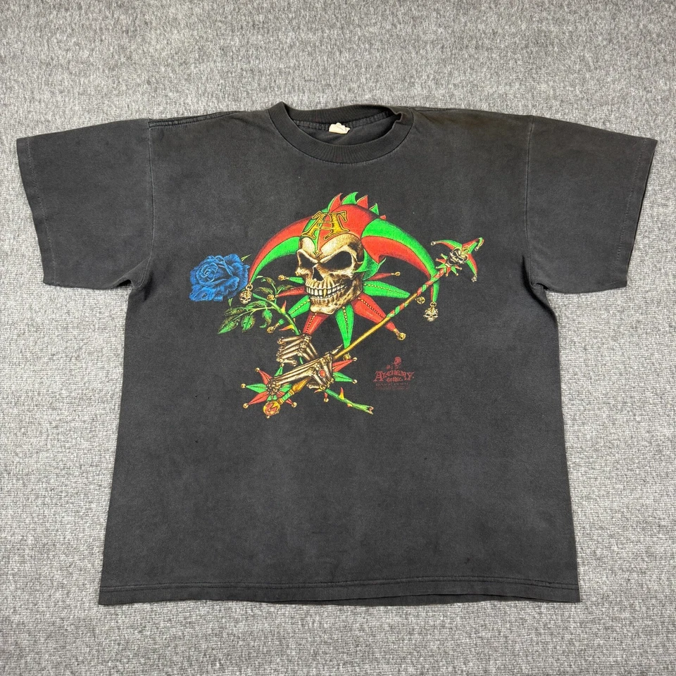 Camiseta De Colección Alquimia Gótica Dark Fool Bufón Para Hombre XL Negra Payaso Joyería Años 90 Foto 1 de 4