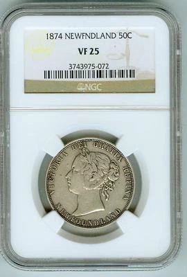 Original NGC VF25 1874 Newfoundland 50c - Image 1 of 2